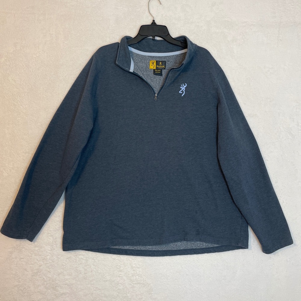 Browning 2XLT 2TG Mens Dark Gray Quarter Zip Fleece Pullover Embroidered Logo